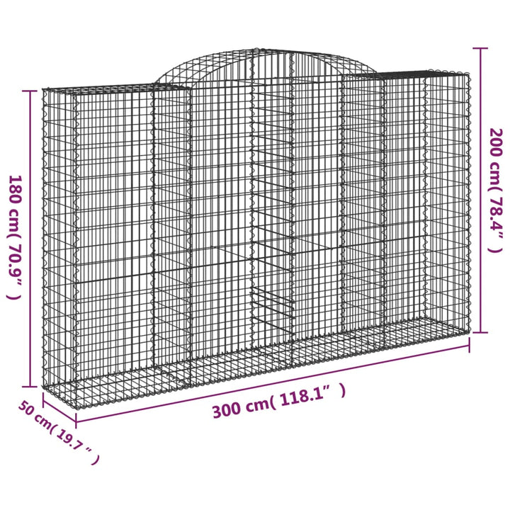 Schanskorven 6 st gewelfd 300x50x180/200 cm ijzer