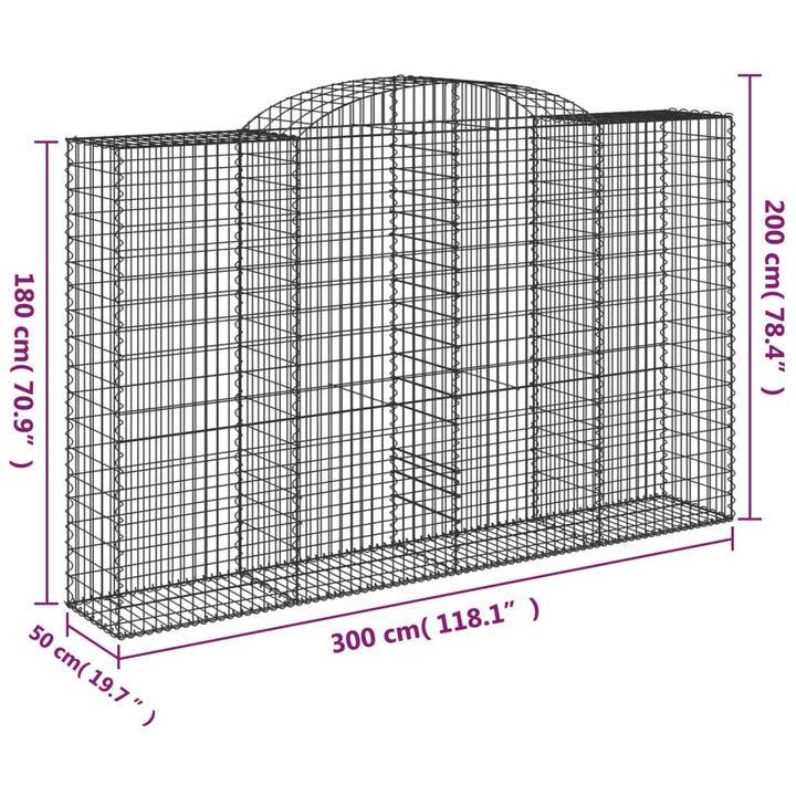 Schanskorven 7 st gewelfd 300x50x180/200 cm ijzer