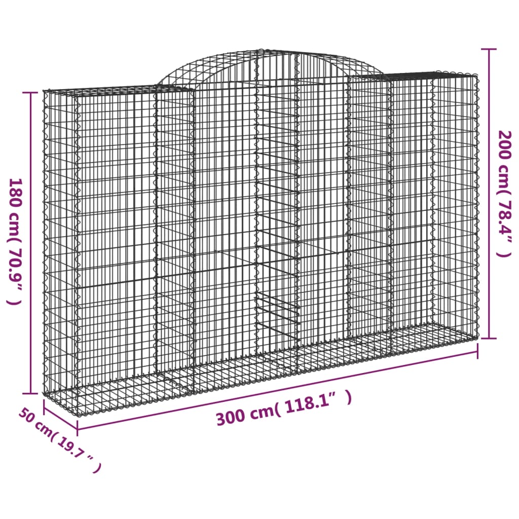 Schanskorven 10 st gewelfd 300x50x180/200 cm ijzer