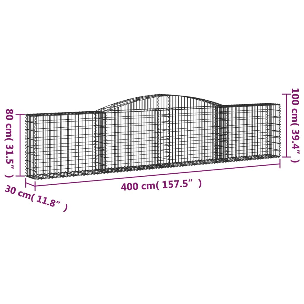 Schanskorven 3 st gewelfd 400x30x80/100 cm ijzer