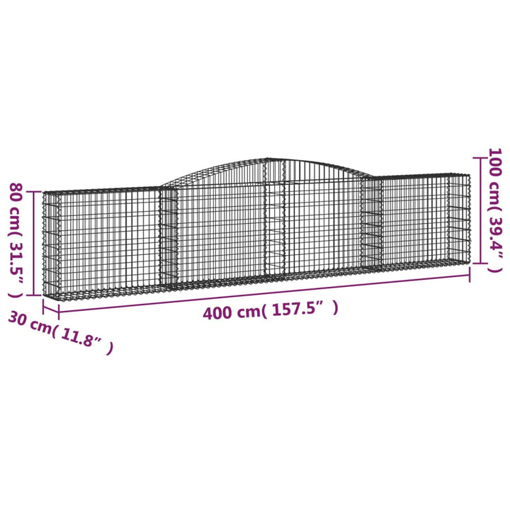 Schanskorven 4 st gewelfd 400x30x80/100 cm ijzer