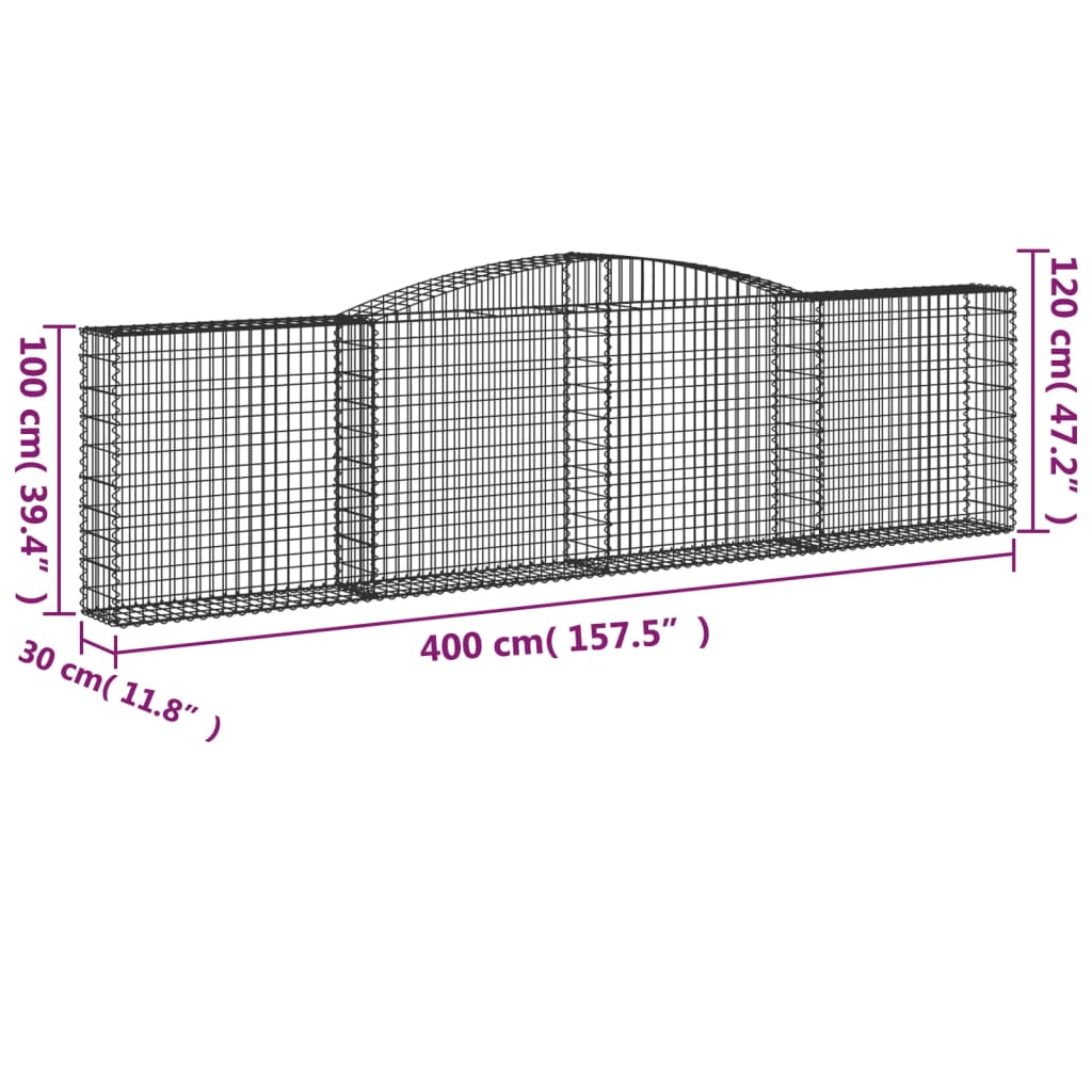 Schanskorven 4 st gewelfd 400x30x100/120 cm ijzer