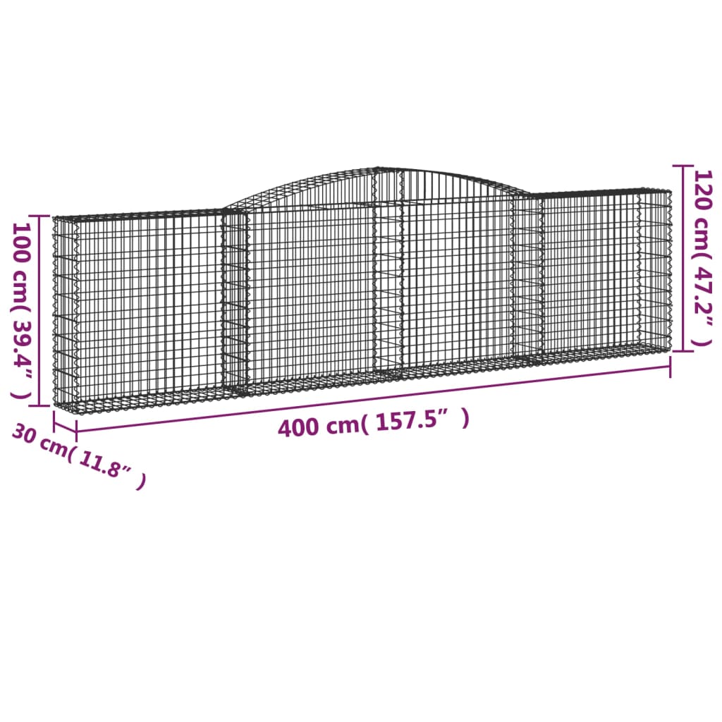 Schanskorven 6 st gewelfd 400x30x100/120 cm ijzer