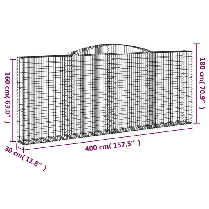 Schanskorven 3 st gewelfd 400x30x160/180 cm ijzer