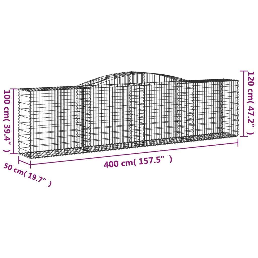 Schanskorven 7 st gewelfd 400x50x100/120 cm ijzer