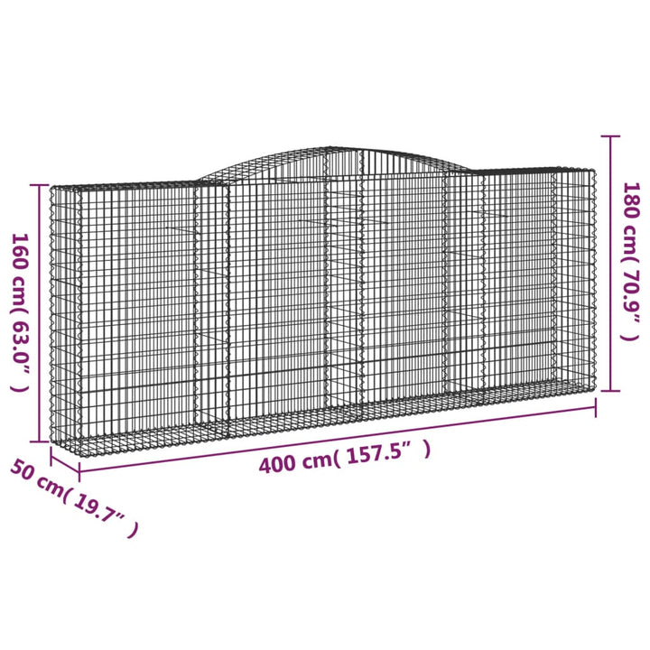 Schanskorven 6 st gewelfd 400x50x160/180 cm ijzer