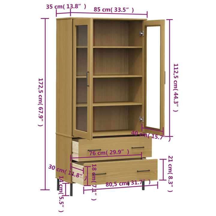 Boekenkast met metalen poten OSLO 85x35x172,5 cm hout bruin