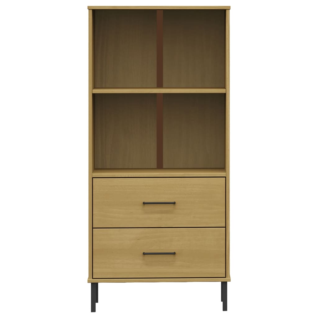 Boekenkast met 2 lades OSLO 60x35x128,5 cm massief hout bruin