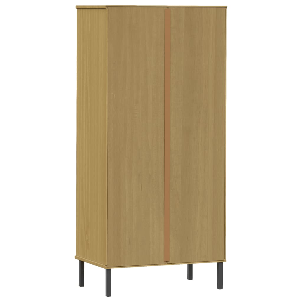 Boekenkast met 2 lades OSLO 60x35x128,5 cm massief hout bruin