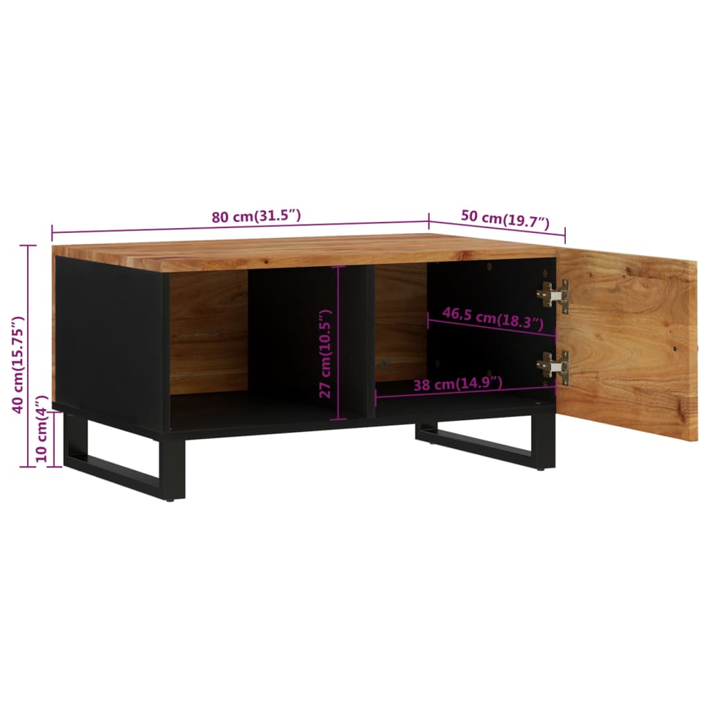 Salontafel 80x50x40 cm massief acaciahout en bewerkt hout