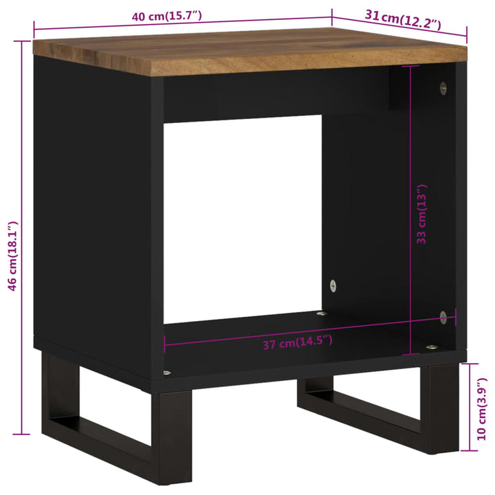 Salontafel 40x31x46 cm massief mangohout en bewerkt hout