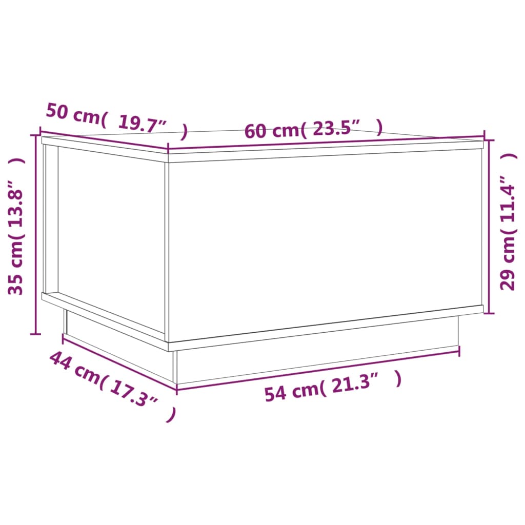 Salontafel 60x50x35 cm massief grenenhout zwart