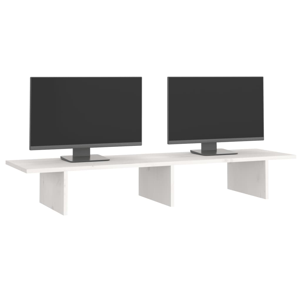 Monitorstandaard 100x27x15 cm massief grenenhout wit