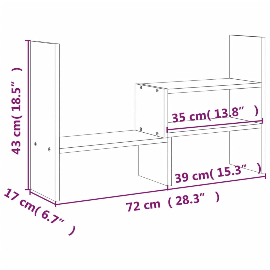 Monitorstandaard (39-72)x17x43 cm massief grenenhout wit