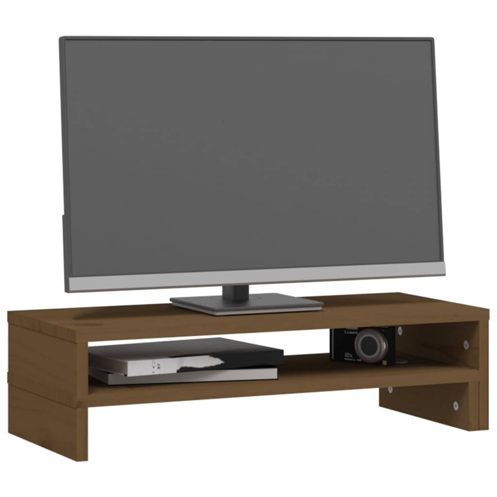 Monitorstandaard (52-101)x22x14 cm grenenhout honingbruin