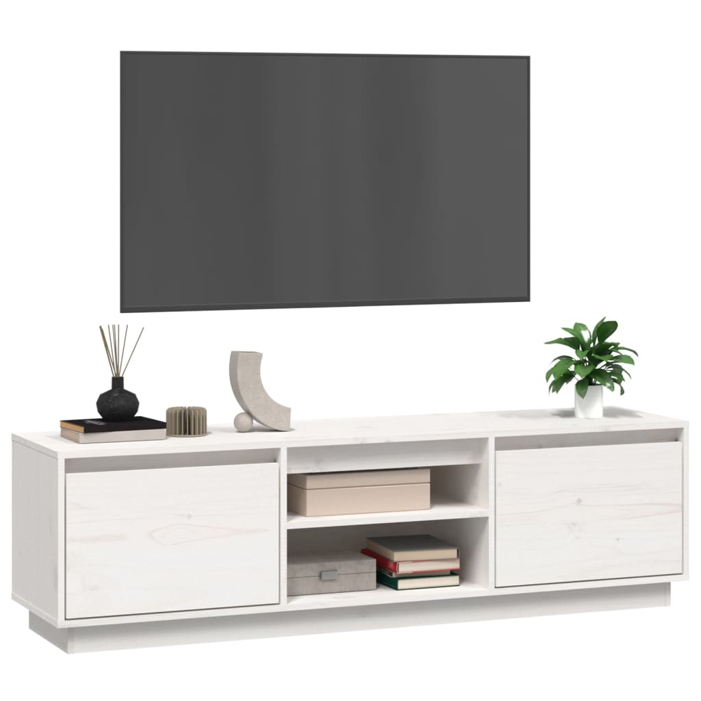 Tv-meubel 140x35x40 cm massief grenenhout wit