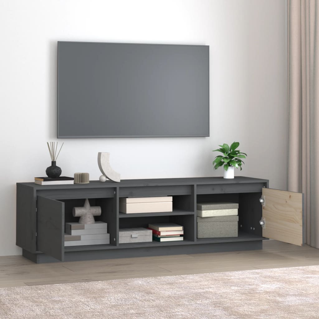 Tv-meubel 140x35x40 cm massief grenenhout grijs