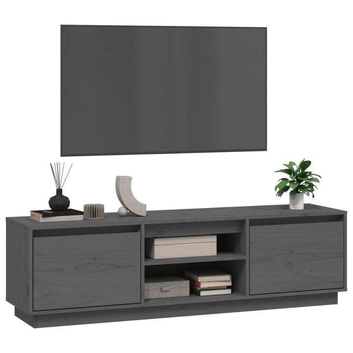 Tv-meubel 140x35x40 cm massief grenenhout grijs