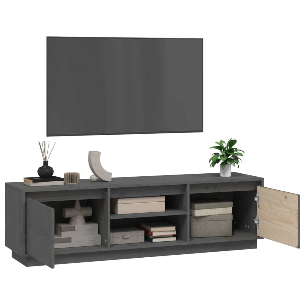 Tv-meubel 140x35x40 cm massief grenenhout grijs