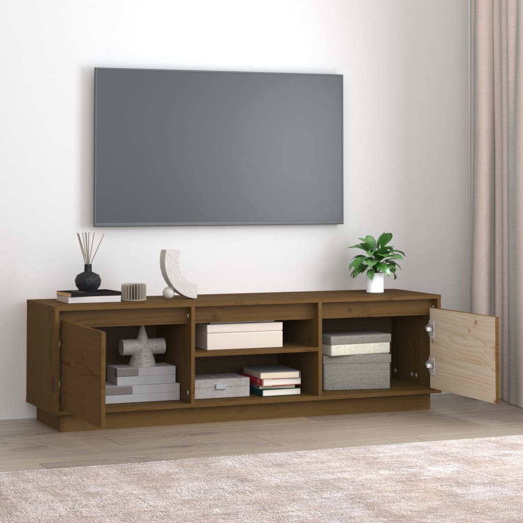 Tv-meubel 140x35x40 cm massief grenenhout honingbruin