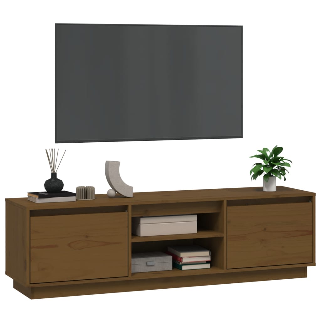 Tv-meubel 140x35x40 cm massief grenenhout honingbruin