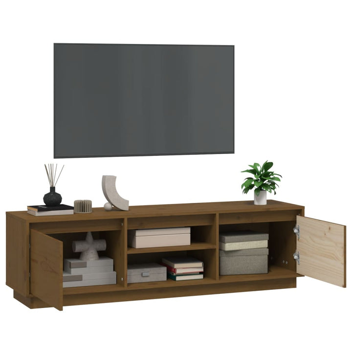 Tv-meubel 140x35x40 cm massief grenenhout honingbruin