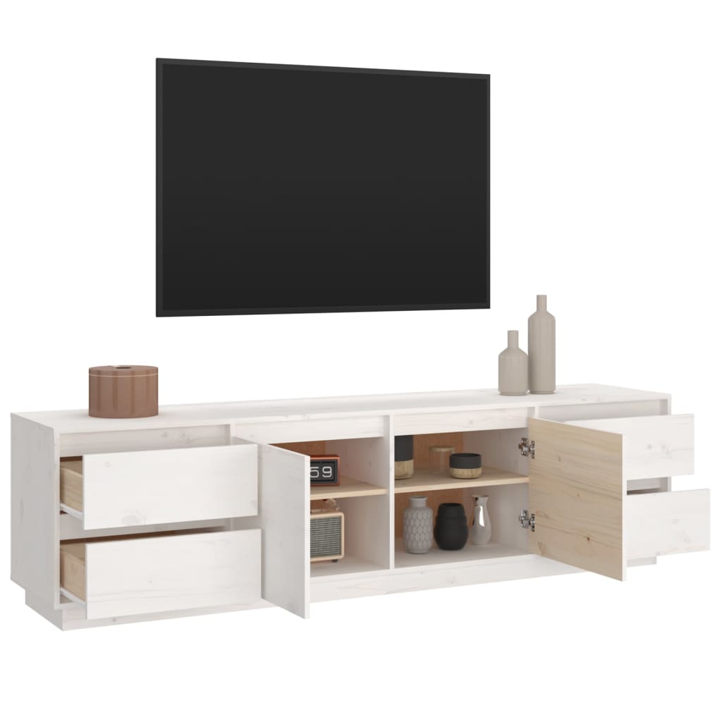 Tv-meubel 176x37x47,5 cm massief grenenhout wit