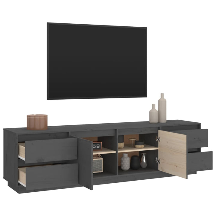 Tv-meubel 176x37x47,5 cm massief grenenhout grijs