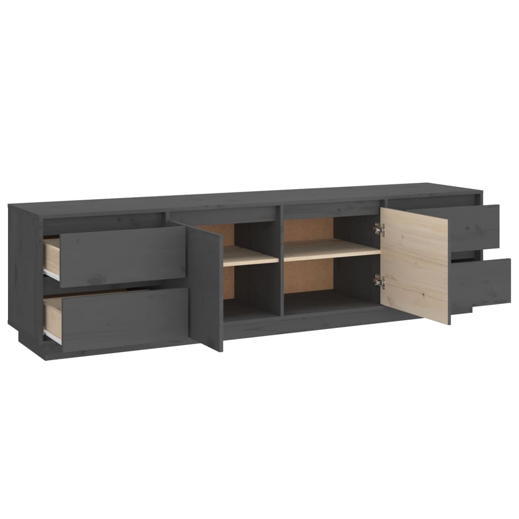 Tv-meubel 176x37x47,5 cm massief grenenhout grijs