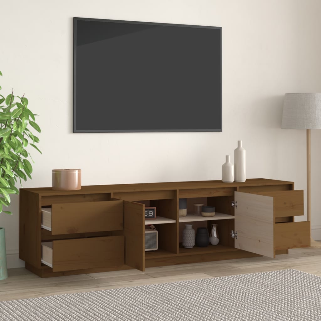 Tv-meubel 176x37x47,5 cm massief grenenhout honingbruin