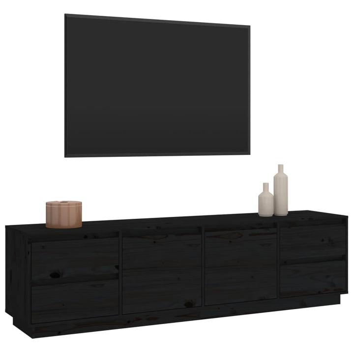 Tv-meubel 176x37x47,5 cm massief grenenhout zwart