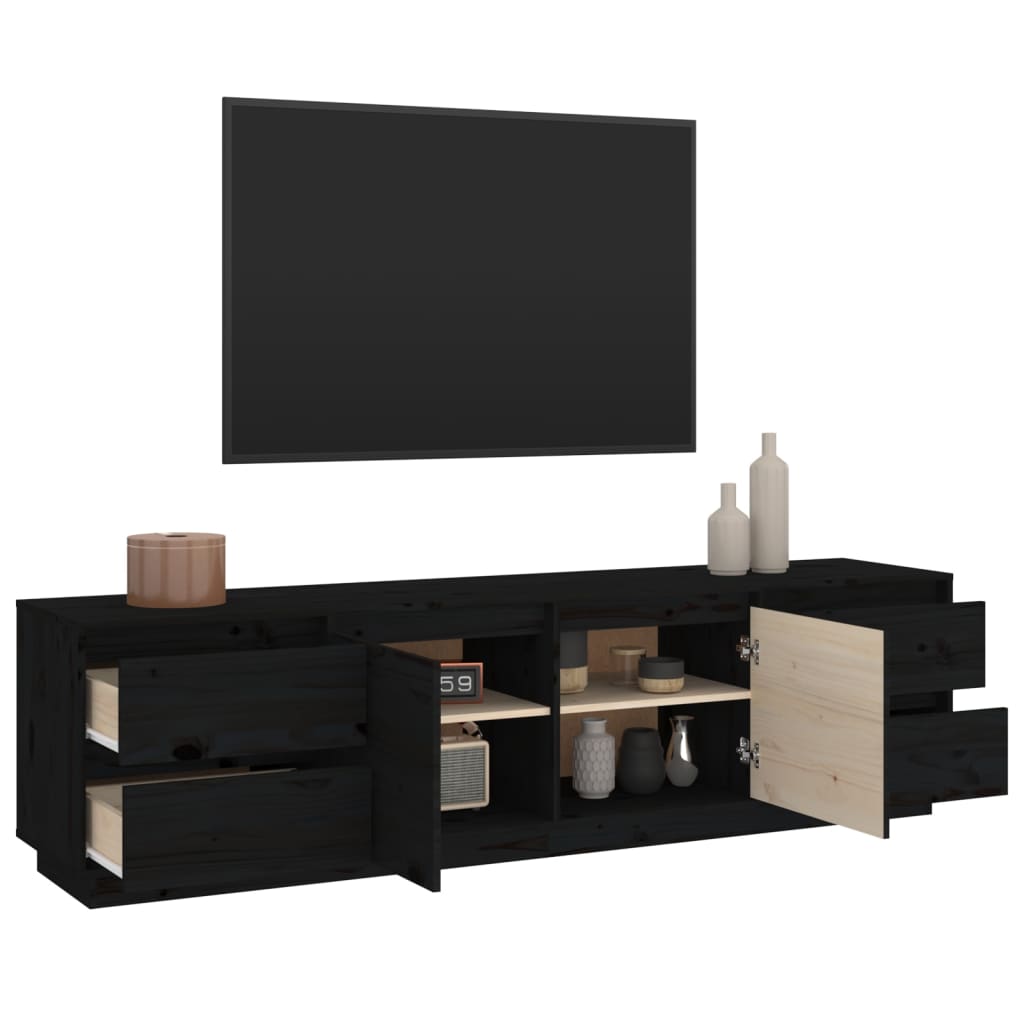 Tv-meubel 176x37x47,5 cm massief grenenhout zwart