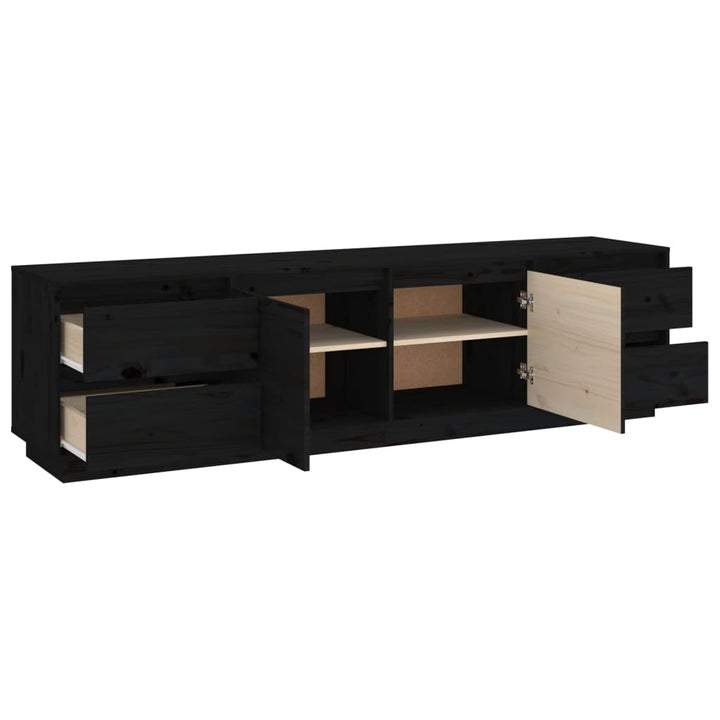 Tv-meubel 176x37x47,5 cm massief grenenhout zwart