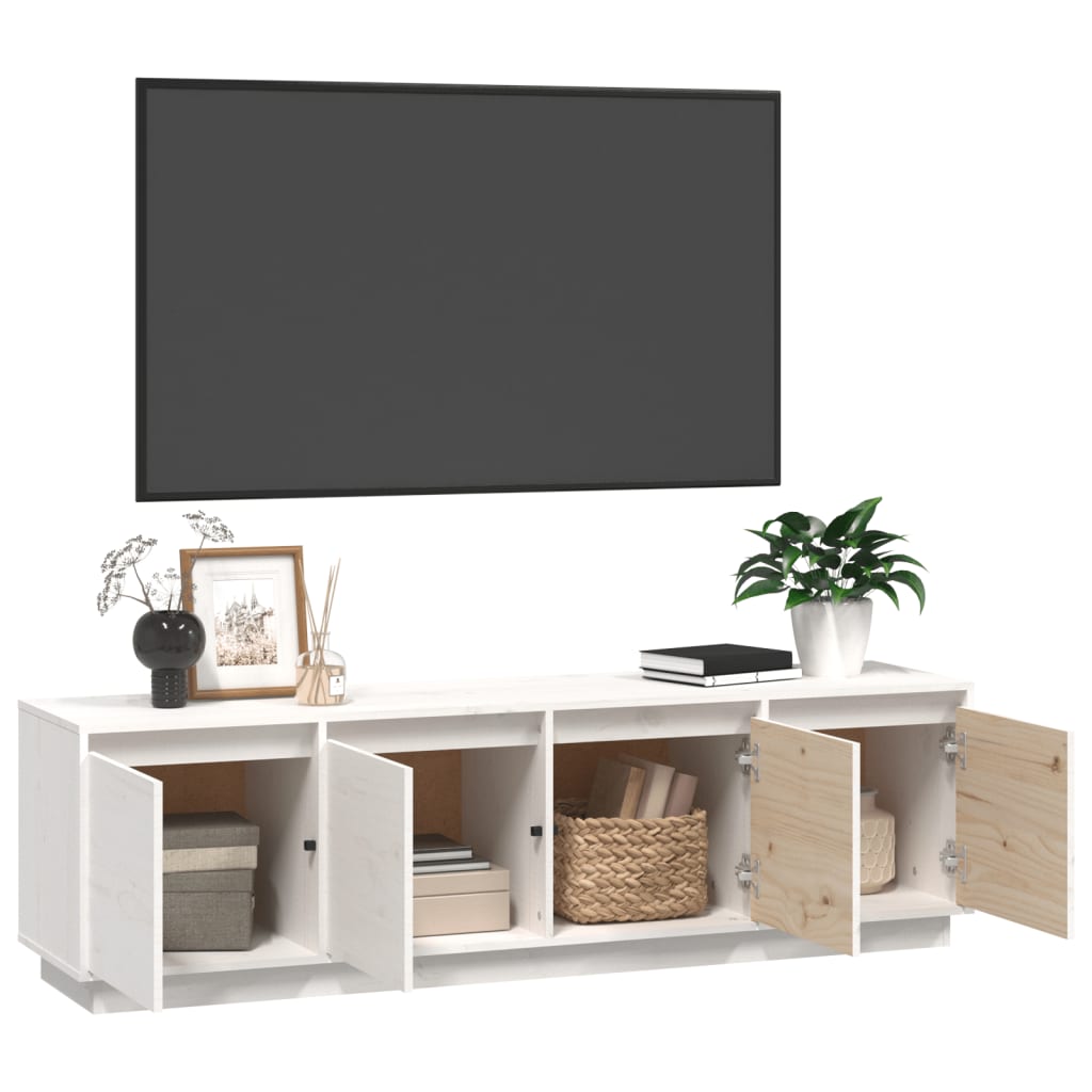 Tv-meubel 156x37x45 cm massief grenenhout wit