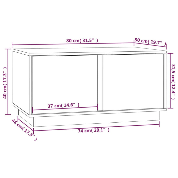 Salontafel 80x50x40 cm massief grenenhout zwart