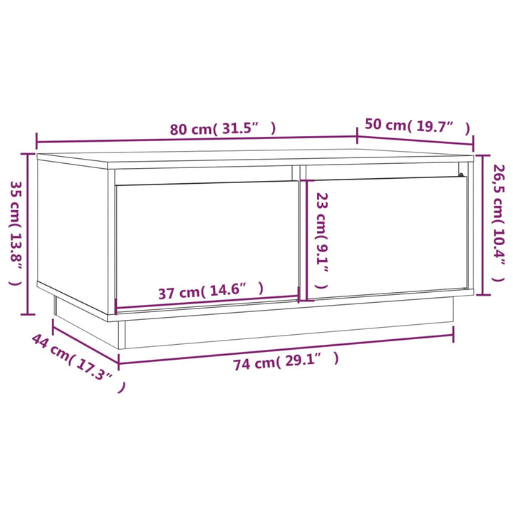 Salontafel 80x50x35 cm massief grenenhout zwart