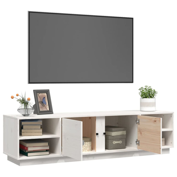 Tv-meubel 156x40x40 cm massief grenenhout wit