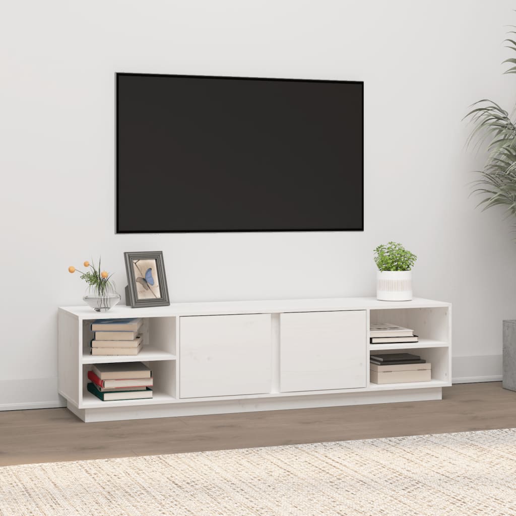 Tv-meubel 156x40x40 cm massief grenenhout wit