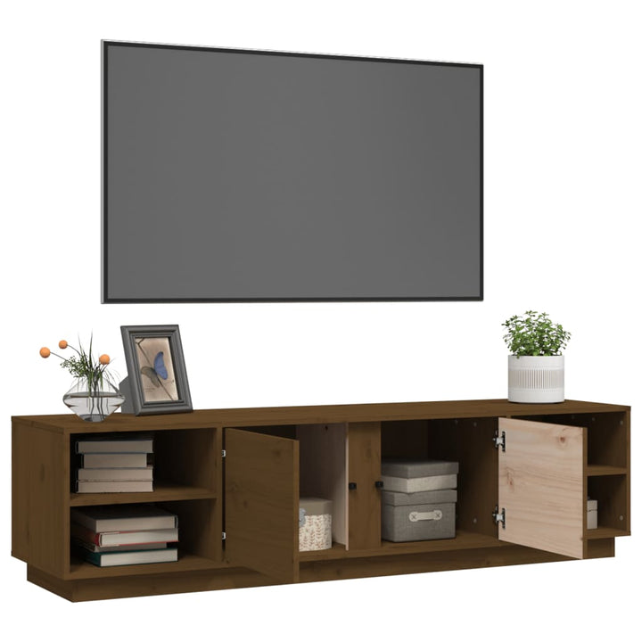 Tv-meubel 156x40x40 cm massief grenenhout honingbruin