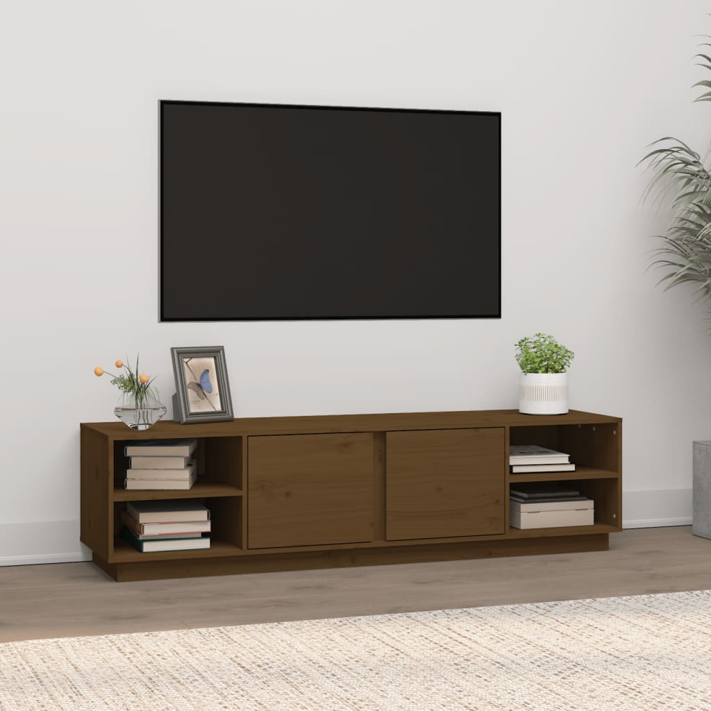 Tv-meubel 156x40x40 cm massief grenenhout honingbruin