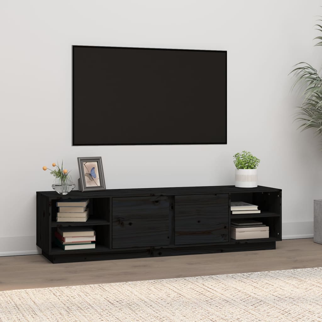 Tv-meubel 156x40x40 cm massief grenenhout zwart