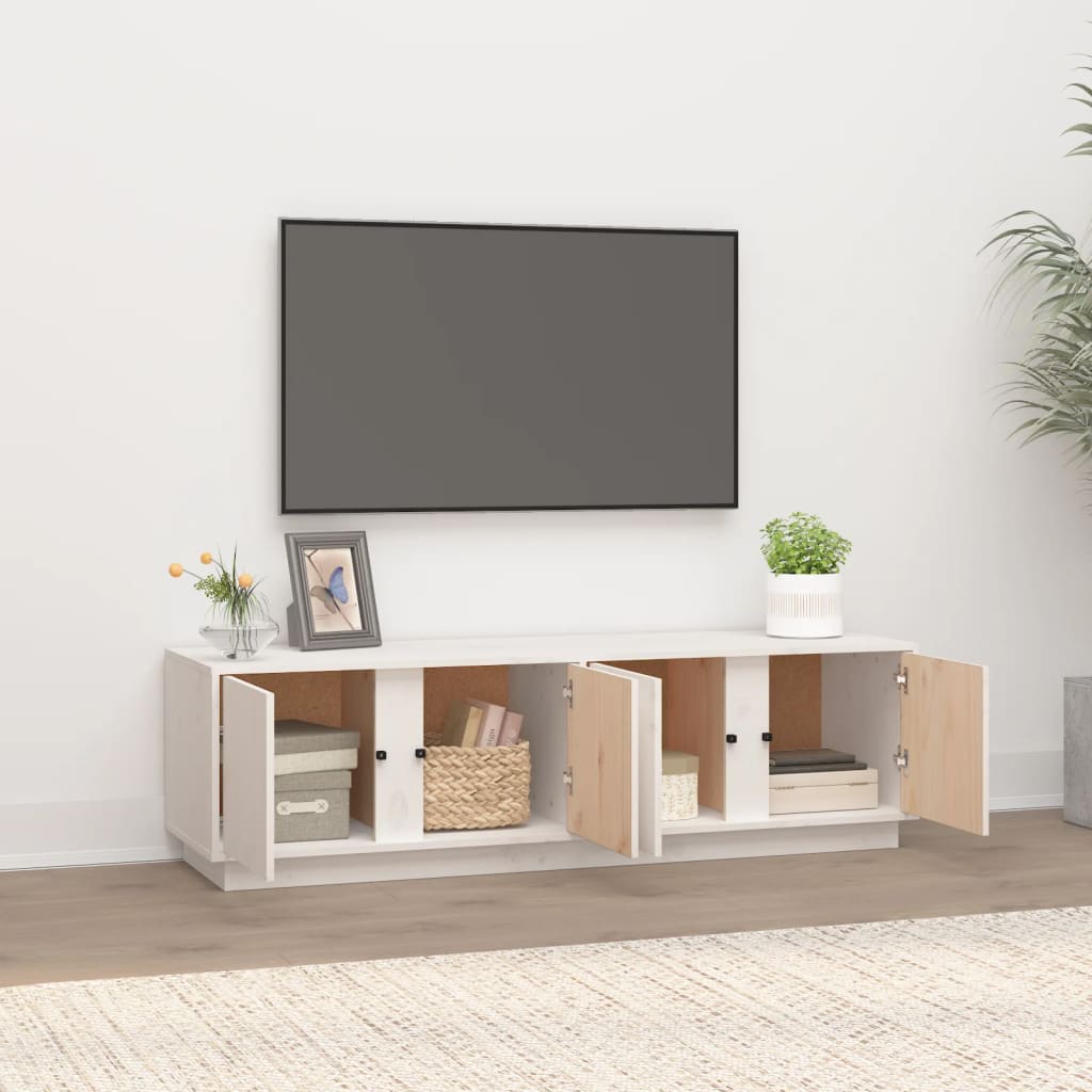 Tv-meubel 140x40x40 cm massief grenenhout wit