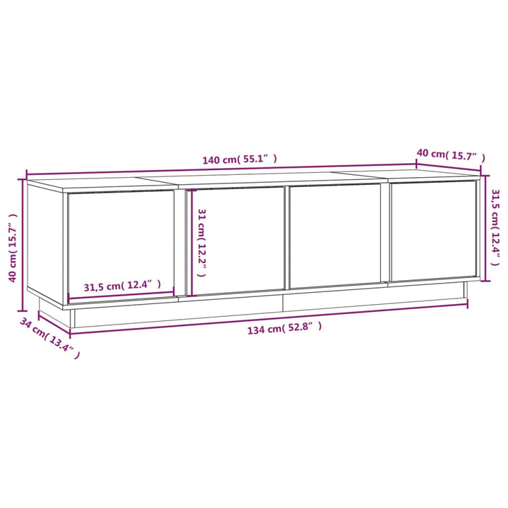 Tv-meubel 140x40x40 cm massief grenenhout wit