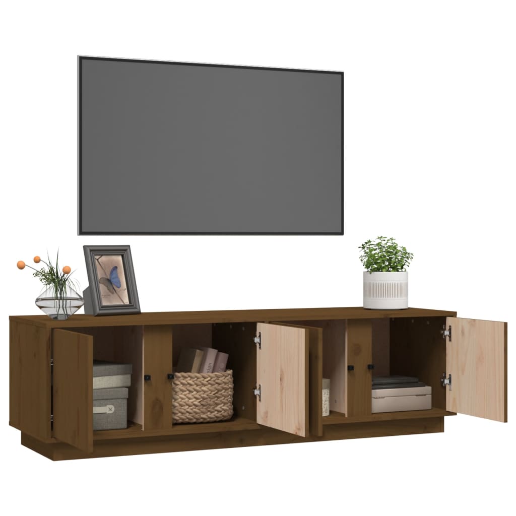 Tv-meubel 140x40x40 cm massief grenenhout honingbruin