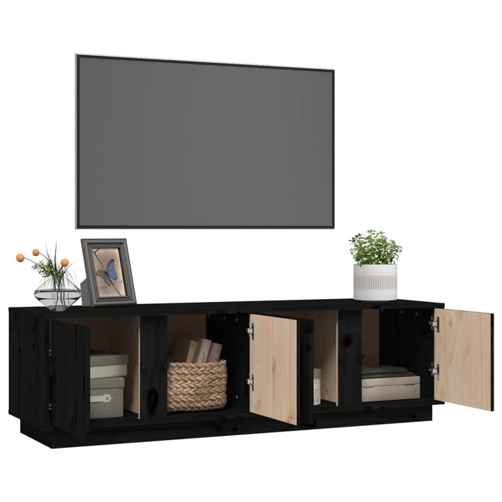 Tv-meubel 140x40x40 cm massief grenenhout zwart
