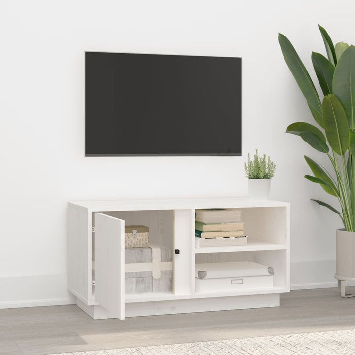 Tv-meubel 80x35x40,5 cm massief grenenhout wit