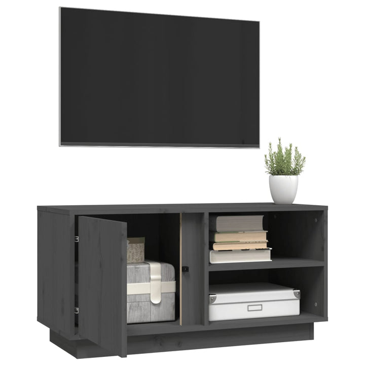 Tv-meubel 80x35x40,5 cm massief grenenhout grijs