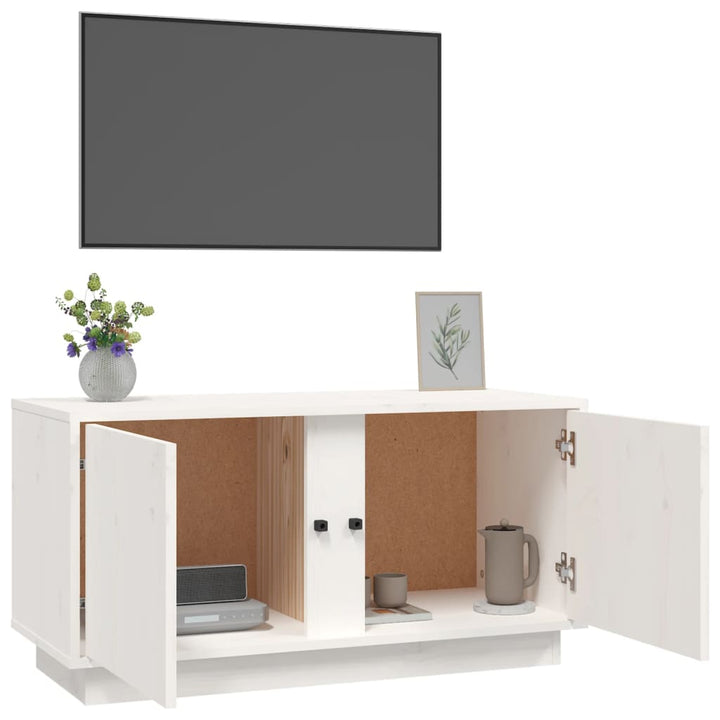 Tv-meubel 80x35x40,5 cm massief grenenhout wit