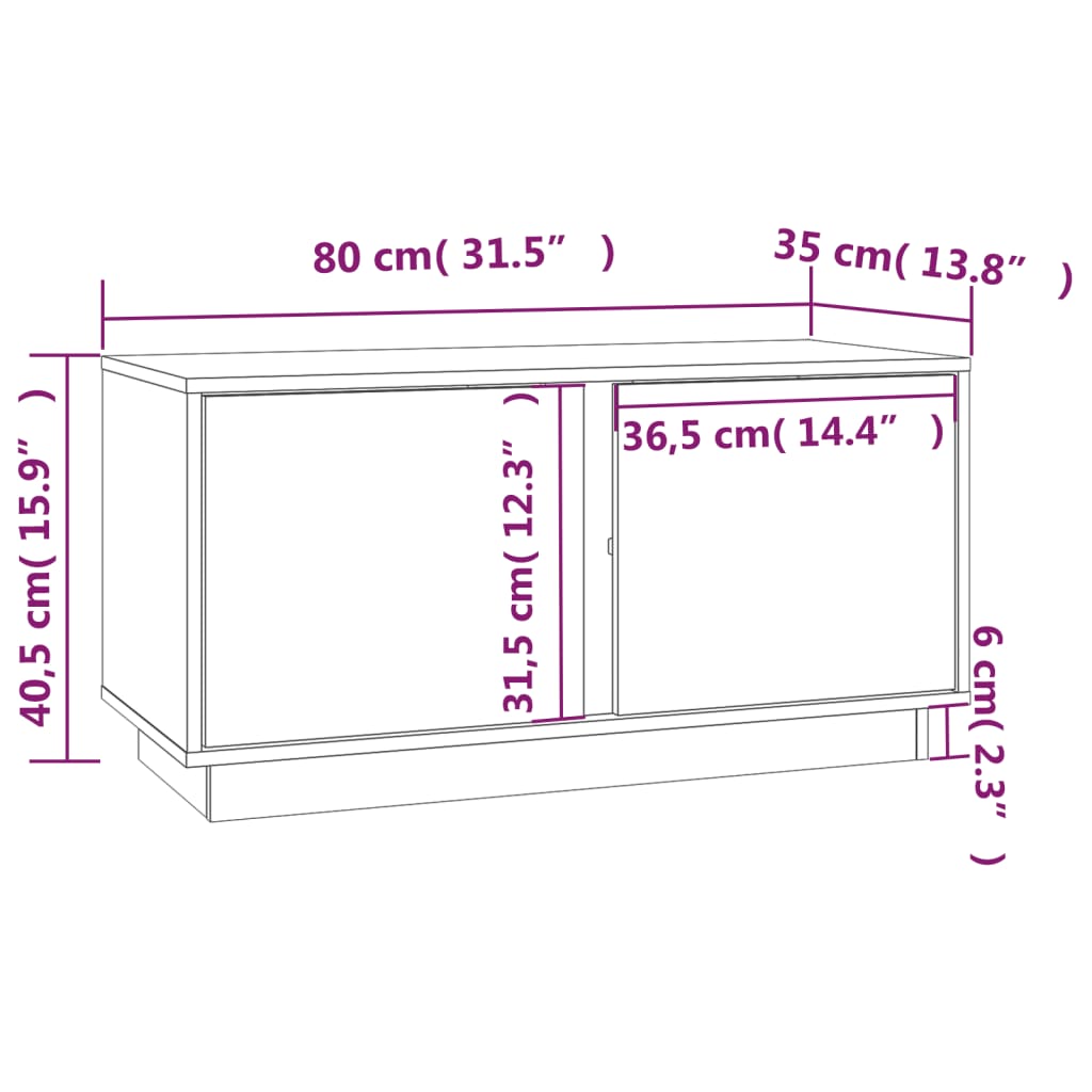 Tv-meubel 80x35x40,5 cm massief grenenhout grijs