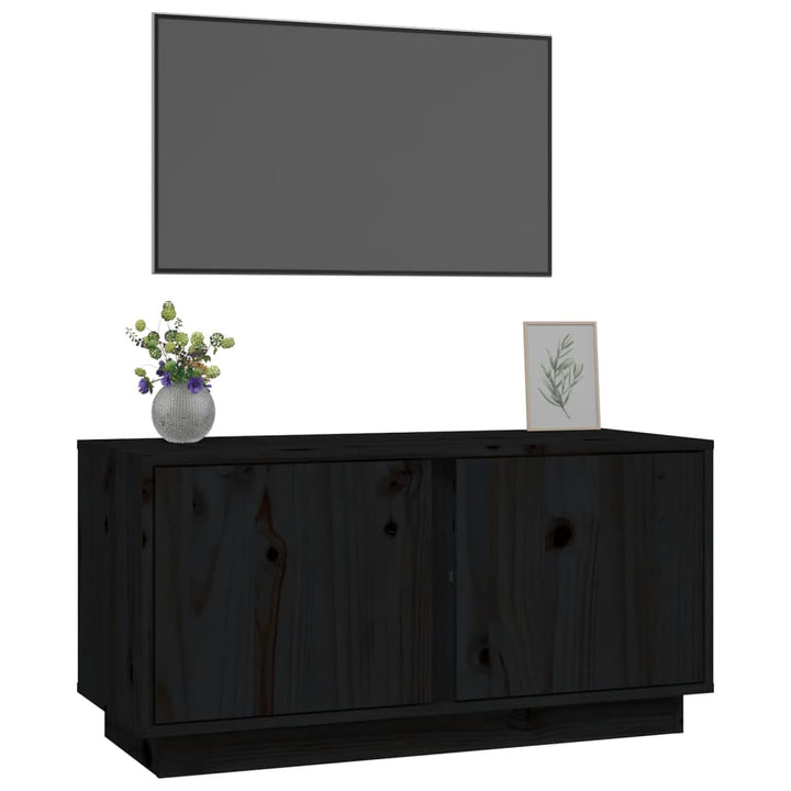 Tv-meubel 80x35x40,5 cm massief grenenhout zwart